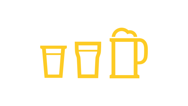 Beerjet, Cups, glasses